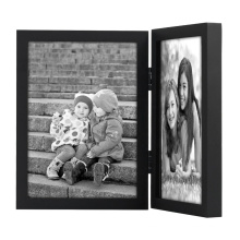 high quality wholesale 5x7 Inch Black Hinged Picture Frame with Glass Front Stands Vertically on Desktop or Table Top